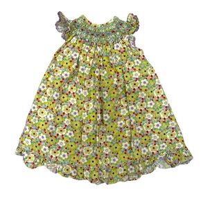 Vive Le Fete Green Ditzy Floral Smocked Ruffle Play Dress Summer
